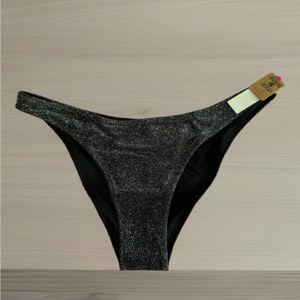PINK Victoria's Secret Glittery Black Bikini Bottom